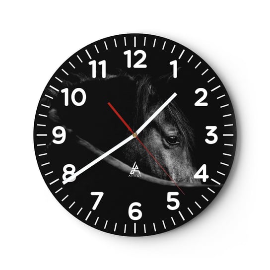 Zegar ścienny - Czarny książę - 30x30cm - Koń Zwierzę Artystyczny - Okrągły zegar ścienny - Nowoczeny Stylowy Zegar do salonu do kuchni - Cichy i Modny zegar ARTTOR
