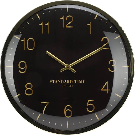 Zegar ścienny czarny ze złotymi wskazówkami i numerami na tarczy, Ø 30 cm Home Styling Collection