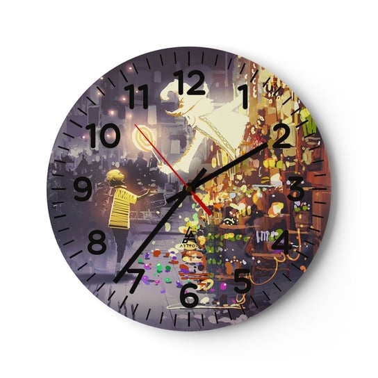 Zegar ścienny -  Czary istnieją - 30x30cm - Abstrakcja Fantasy Dla Dzieci - Okrągły zegar ścienny - Nowoczeny Stylowy Zegar do salonu do kuchni - Cichy i Modny zegar ARTTOR