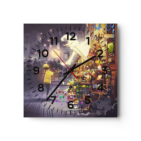 Zegar ścienny - Czary istnieją - 40x40cm - Abstrakcja Fantasy Dla Dzieci - Kwadratowy zegar szklany - Nowoczeny Stylowy Zegar do salonu do kuchni - Cichy i Modny zegar ARTTOR