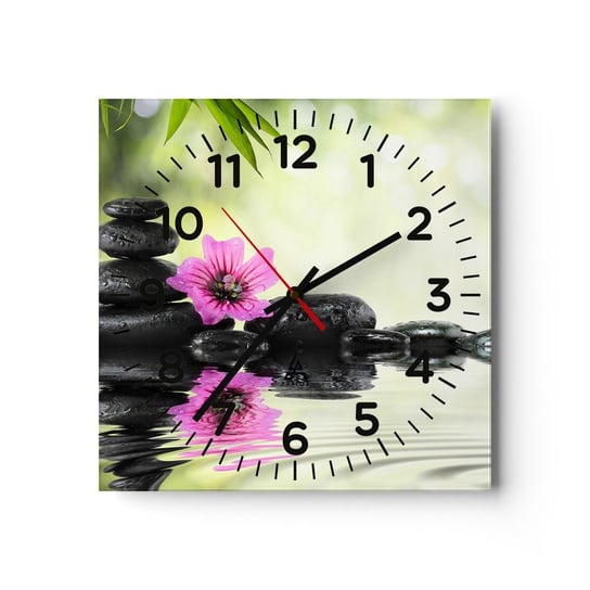 Zegar ścienny - Czas dla duszy - 30x30cm - Kwiat Kultura Bambus - Kwadratowy zegar ścienny - Nowoczeny Stylowy Zegar do salonu do kuchni - Cichy i Modny zegar ARTTOR