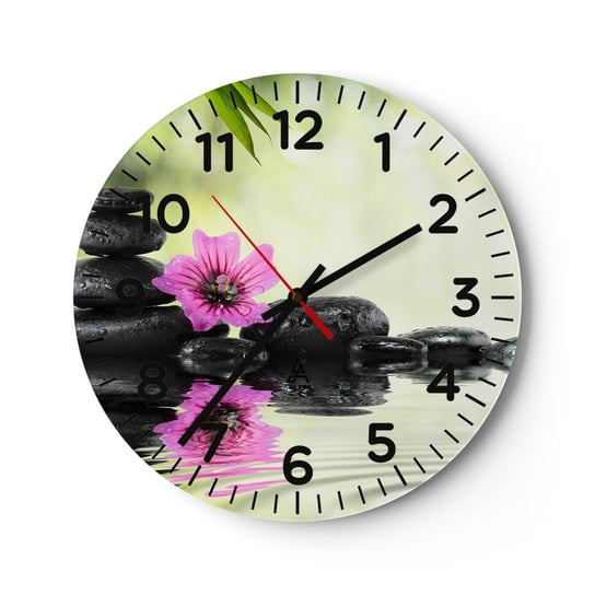 Zegar ścienny - Czas dla duszy - 30x30cm - Kwiat Kultura Bambus - Okrągły zegar ścienny - Nowoczeny Stylowy Zegar do salonu do kuchni - Cichy i Modny zegar ARTTOR
