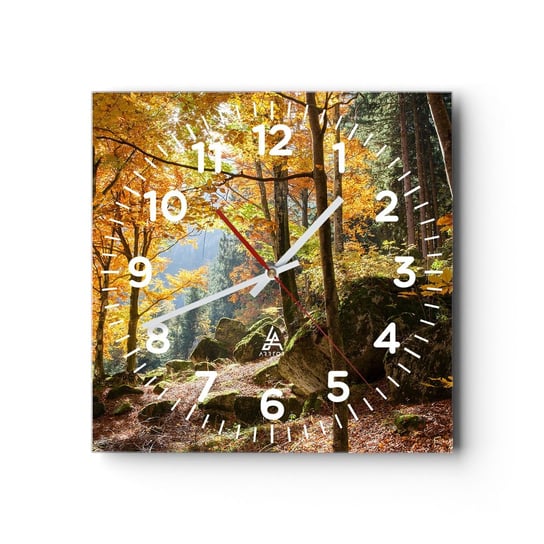 Zegar ścienny - Czas na odpoczynek - 40x40cm - Krajobraz Las Natura - Kwadratowy zegar szklany - Nowoczeny Stylowy Zegar do salonu do kuchni - Cichy i Modny zegar ARTTOR
