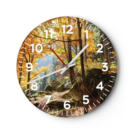 Zegar ścienny - Czas na odpoczynek - 40x40cm - Krajobraz Las Natura - Okrągły zegar szklany - Nowoczeny Stylowy Zegar do salonu do kuchni - Cichy i Modny zegar ARTTOR