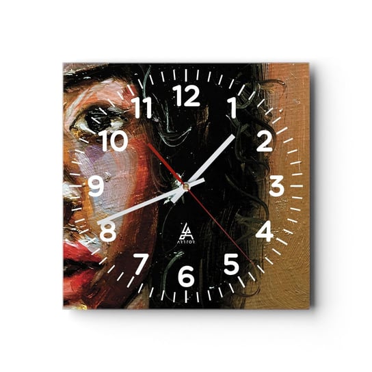 Zegar ścienny - Czerń i blask - 30x30cm - Portret Kobiety Kobieta Afroamerykanka - Kwadratowy zegar ścienny - Nowoczeny Stylowy Zegar do salonu do kuchni - Cichy i Modny zegar ARTTOR