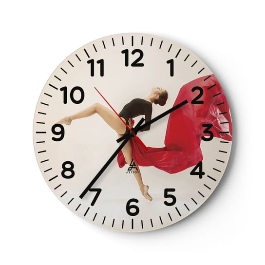 Zegar ścienny - Czerwone i czarne - 30x30cm - Baletnica Taniec Balet - Okrągły zegar ścienny - Nowoczeny Stylowy Zegar do salonu do kuchni - Cichy i Modny zegar ARTTOR