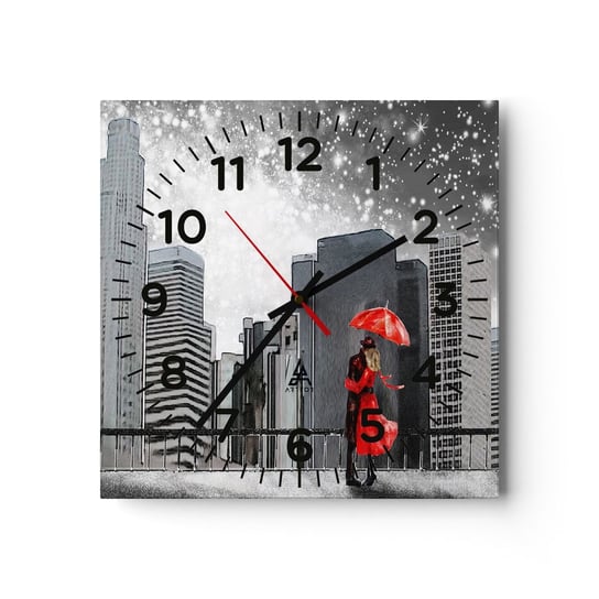 Zegar ścienny - Człowiek nie kamień - 30x30cm - Nowy Jork Miasto Miłość - Kwadratowy zegar ścienny - Nowoczeny Stylowy Zegar do salonu do kuchni - Cichy i Modny zegar ARTTOR
