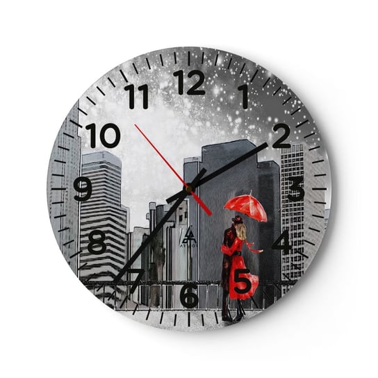 Zegar ścienny - Człowiek nie kamień - 40x40cm - Nowy Jork Miasto Miłość - Okrągły zegar szklany - Nowoczeny Stylowy Zegar do salonu do kuchni - Cichy i Modny zegar ARTTOR