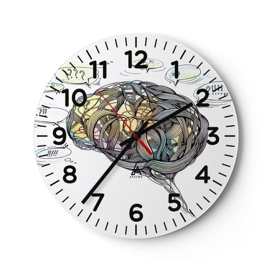 Zegar ścienny - Człowiek - wielka zagadka - 30x30cm - Abstrakcja Mózg Grafika - Okrągły zegar ścienny - Nowoczeny Stylowy Zegar do salonu do kuchni - Cichy i Modny zegar ARTTOR