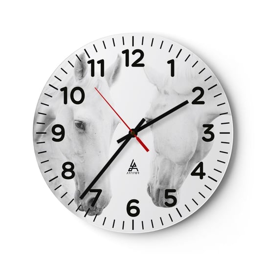 Zegar ścienny - Czy to jest przyjaźń…? - 30x30cm - Konie Natura Zwierzęta - Okrągły zegar ścienny - Nowoczeny Stylowy Zegar do salonu do kuchni - Cichy i Modny zegar ARTTOR
