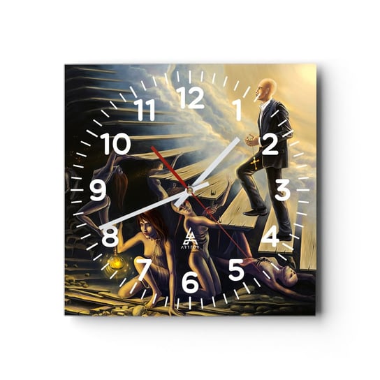 Zegar ścienny - Dantejska wędrówka ku światłu - 30x30cm - Abstrakcja Fantasy Ludzie - Kwadratowy zegar ścienny - Nowoczeny Stylowy Zegar do salonu do kuchni - Cichy i Modny zegar ARTTOR