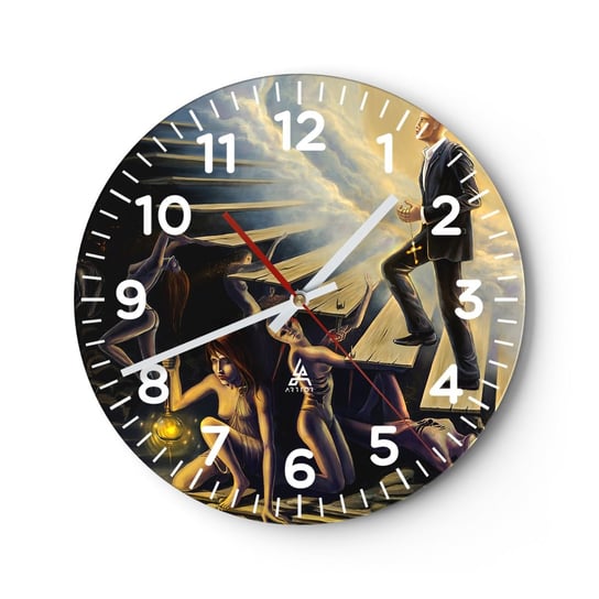 Zegar ścienny - Dantejska wędrówka ku światłu - 40x40cm - Abstrakcja Fantasy Ludzie - Okrągły zegar szklany - Nowoczeny Stylowy Zegar do salonu do kuchni - Cichy i Modny zegar ARTTOR