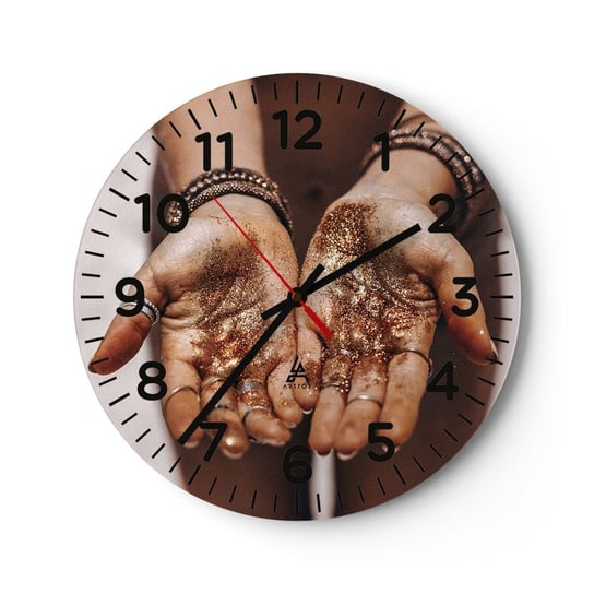 Zegar ścienny - Dar dla ciebie - 30x30cm - Kobiece Dłonie Boho Złoto - Okrągły zegar ścienny - Nowoczeny Stylowy Zegar do salonu do kuchni - Cichy i Modny zegar ARTTOR