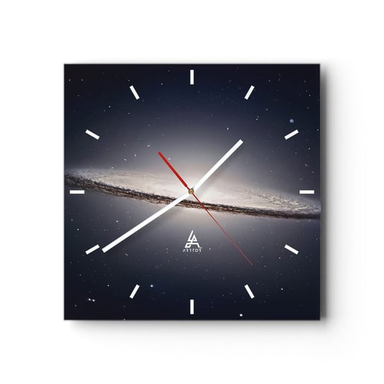Zegar ścienny - Dawno temu w odległej galaktyce… - 30x30cm - Galaktyka Kosmos Wszechświat - Kwadratowy zegar na szkle - Nowoczeny Stylowy Zegar do salonu do kuchni - Cichy i Modny zegar ARTTOR