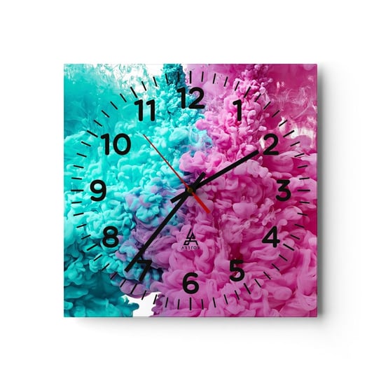 Zegar ścienny - Decydujące starcie - 40x40cm - Abstrakcja Sztuka 3D - Kwadratowy zegar szklany - Nowoczeny Stylowy Zegar do salonu do kuchni - Cichy i Modny zegar ARTTOR
