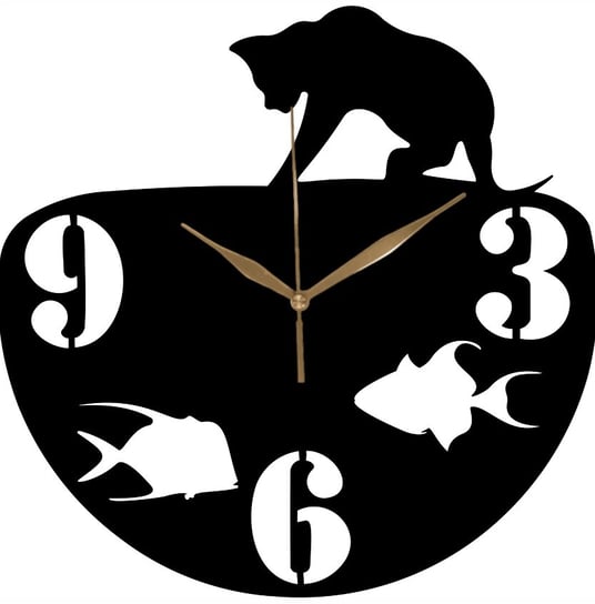 Zegar Ścienny Dekoracyjny Prezent Kot i Rybki 35 cm Inna marka