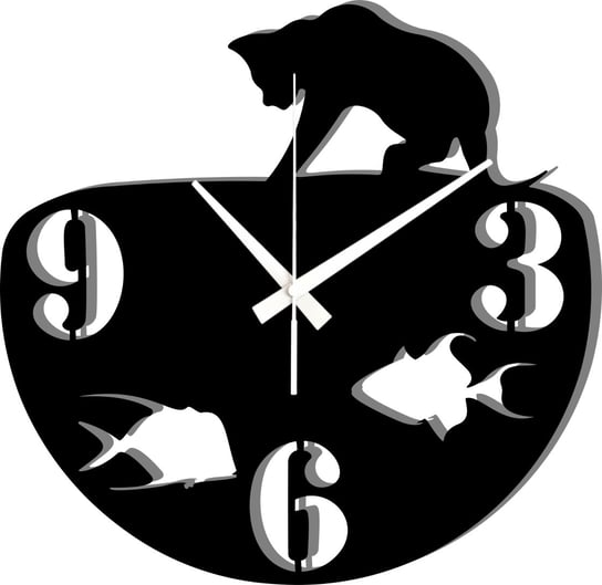 Zegar Ścienny Dekoracyjny z Akwarium Kot i Rybki 45 cm Inna marka
