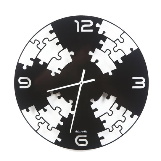 Zegar ścienny design Puzzle, czarny, 40 cm deLorentis