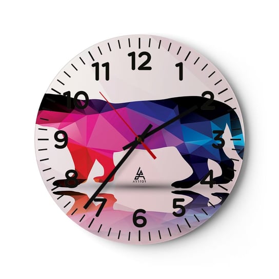Zegar ścienny - Dimentowa pantera - 30x30cm - Zwierzęta Pantera Figura Geometryczna - Okrągły zegar ścienny - Nowoczeny Stylowy Zegar do salonu do kuchni - Cichy i Modny zegar ARTTOR