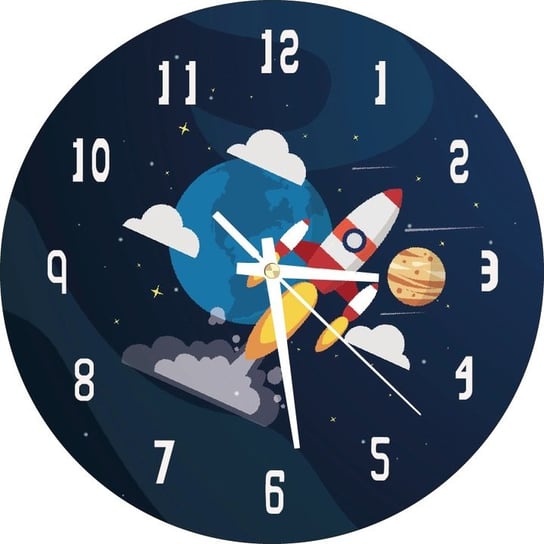 Zegar Ścienny Dla Dzieci Kosmos Rakieta Prezent Plexido