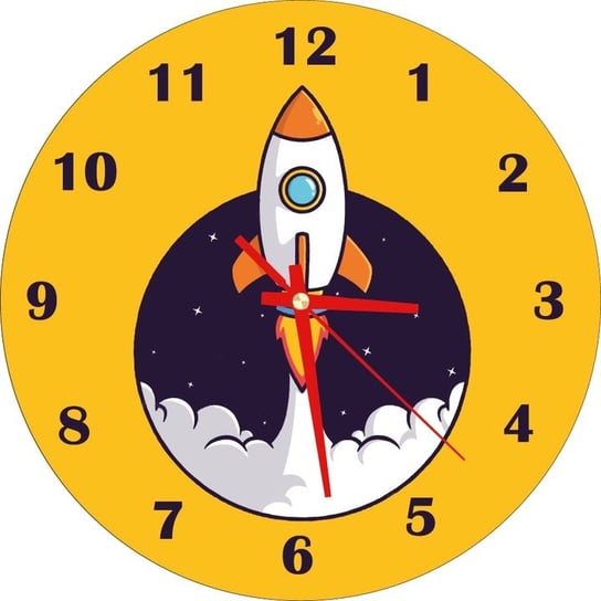 Zegar Ścienny Dla Dzieci Kosmos Rakieta Prezent Plexido