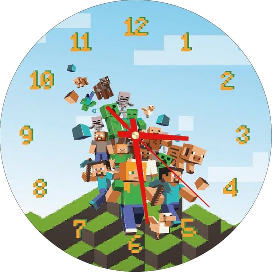 Zegar Ścienny Dla Dzieci Postacie z Minecraft 30cm Plexido