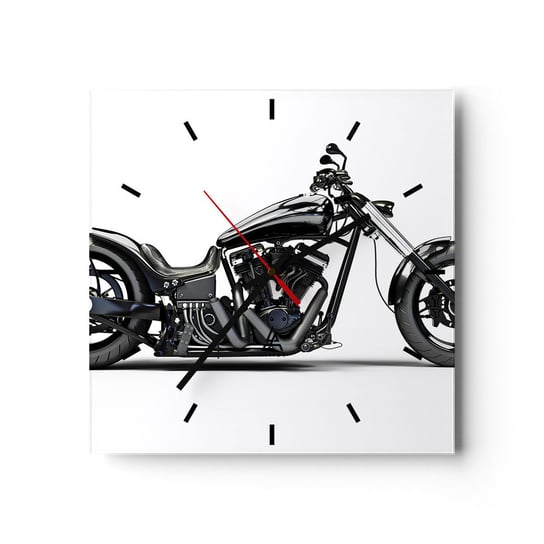 Zegar ścienny - Dla kochających wolność - 30x30cm - Motoryzacja Motocykl Chopper - Kwadratowy zegar na szkle - Nowoczeny Stylowy Zegar do salonu do kuchni - Cichy i Modny zegar ARTTOR