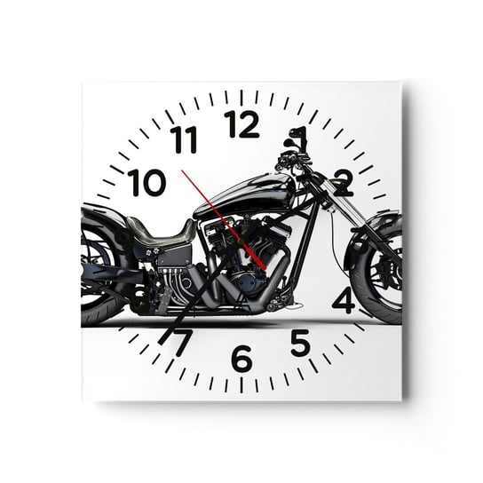 Zegar ścienny - Dla kochających wolność - 30x30cm - Motoryzacja Motocykl Chopper - Kwadratowy zegar ścienny - Nowoczeny Stylowy Zegar do salonu do kuchni - Cichy i Modny zegar ARTTOR