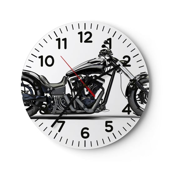 Zegar ścienny - Dla kochających wolność - 40x40cm - Motoryzacja Motocykl Chopper - Okrągły zegar szklany - Nowoczeny Stylowy Zegar do salonu do kuchni - Cichy i Modny zegar ARTTOR