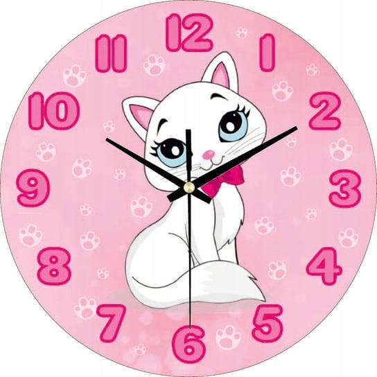 Zegar Ścienny Do Pokoju Dziecka Biały Kot 30 Cm Plexido