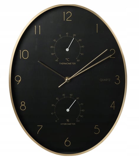 Zegar ścienny do salonu czarny okrągły 34 cm Koopman