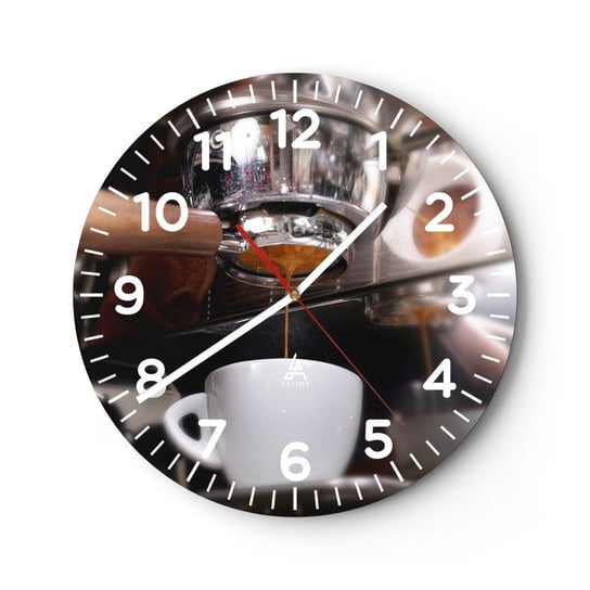 Zegar ścienny - Dobra chwila dnia - 30x30cm - Kawa Ekspres Do Kawy Barista - Okrągły zegar ścienny - Nowoczeny Stylowy Zegar do salonu do kuchni - Cichy i Modny zegar ARTTOR
