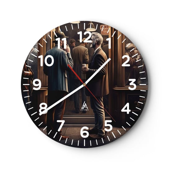 Zegar ścienny - Dobra chwila dnia - 30x30cm - Kawiarnia Ludzie Staroangielski - Okrągły zegar ścienny - Nowoczeny Stylowy Zegar do salonu do kuchni - Cichy i Modny zegar ARTTOR