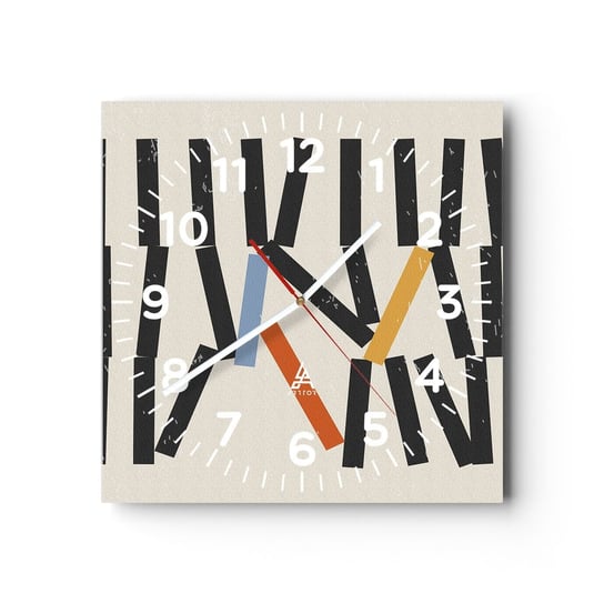 Zegar ścienny - Domino – kompozycja - 30x30cm - Minimalizm Hipster Współczesny - Kwadratowy zegar ścienny - Nowoczeny Stylowy Zegar do salonu do kuchni - Cichy i Modny zegar ARTTOR