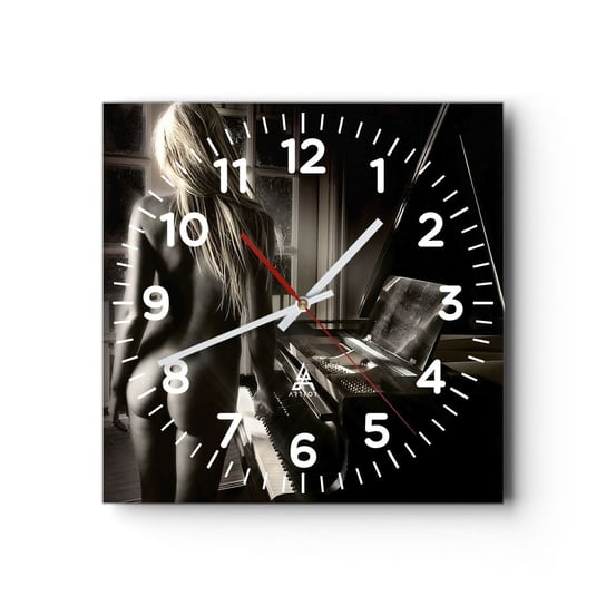 Zegar ścienny - Doskonała harmonia wieczoru - 30x30cm - Kobieta Akt Sztuka - Kwadratowy zegar ścienny - Nowoczeny Stylowy Zegar do salonu do kuchni - Cichy i Modny zegar ARTTOR