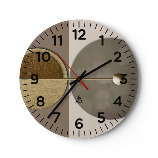 Zegar ścienny - Doskonała równowaga - 30x30cm - Koła Abstrakcja Art Deco - Okrągły zegar ścienny - Nowoczeny Stylowy Zegar do salonu do kuchni - Cichy i Modny zegar ARTTOR
