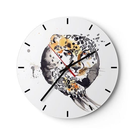 Zegar ścienny - Drapieżna uroda - 30x30cm - Zwierzęta Pantera Natura - Okrągły zegar na szkle - Nowoczeny Stylowy Zegar do salonu do kuchni - Cichy i Modny zegar ARTTOR