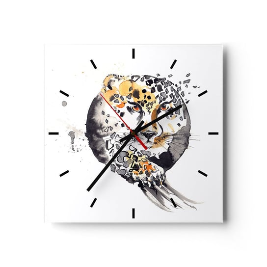 Zegar ścienny - Drapieżna uroda - 40x40cm - Zwierzęta Pantera Natura - Kwadratowy zegar ścienny - Nowoczeny Stylowy Zegar do salonu do kuchni - Cichy i Modny zegar ARTTOR