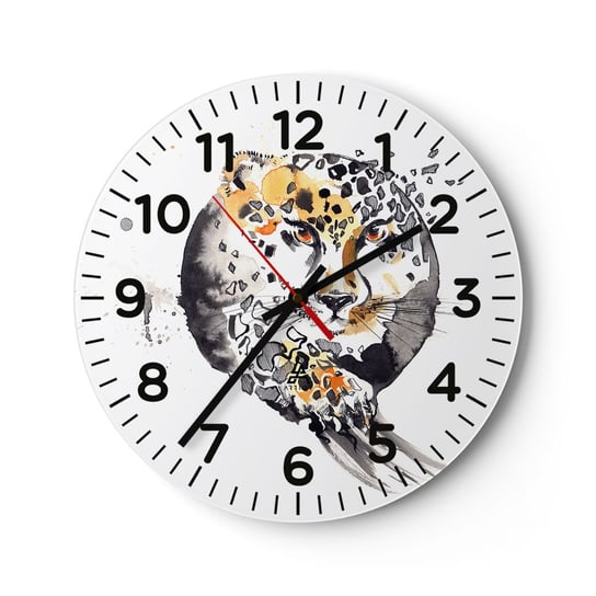 Zegar ścienny - Drapieżna uroda - 40x40cm - Zwierzęta Pantera Natura - Okrągły zegar szklany - Nowoczeny Stylowy Zegar do salonu do kuchni - Cichy i Modny zegar ARTTOR