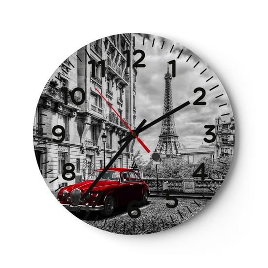 Zegar ścienny - Drapieżnik w mieście - 30x30cm - Miasto Wieża Eiffla Paryż - Okrągły zegar ścienny - Nowoczeny Stylowy Zegar do salonu do kuchni - Cichy i Modny zegar ARTTOR