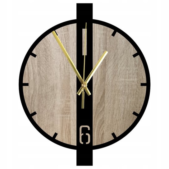 Zegar Ścienny Drewniany Dąb Sonoma Czarna Przepaska Modny 45 cm Inna marka