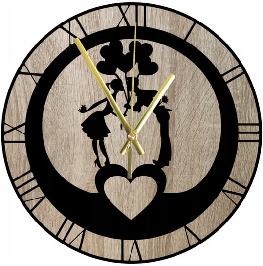 Zegar Ścienny Drewniany Dąb Sonoma Zakochana Para Walentynki Prezent 45 cm Inna marka