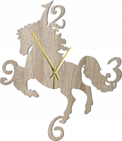 Zegar Ścienny Drewniany Dekoracyjny Koń Konik stojący Dęba 45 cm Inna marka
