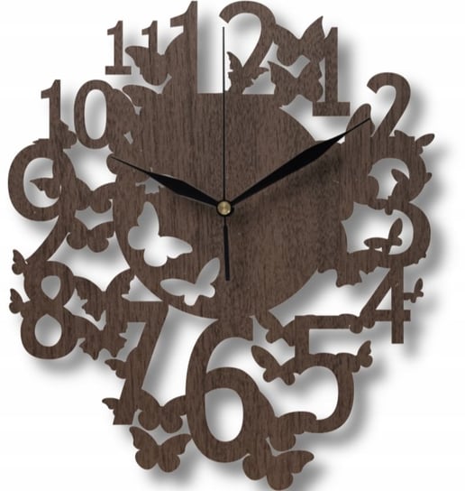 Zegar Ścienny Drewniany Dekoracyjny Wiosenny Motyle Motylki 35 cm Inna marka