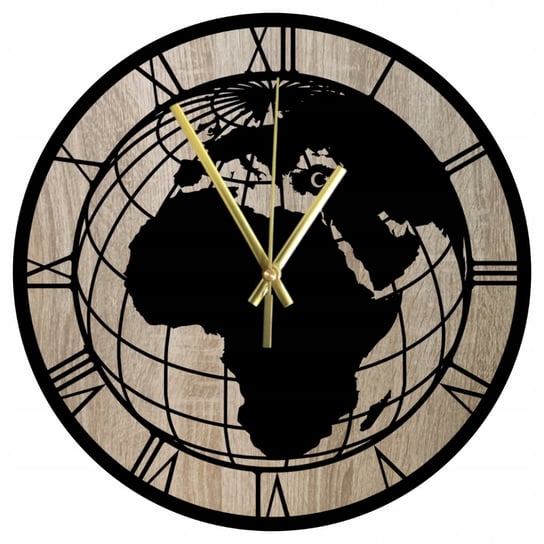 Zegar Ścienny Drewniany Globus Mapa Świata Dąb Sonoma Modny 45 cm Inna marka
