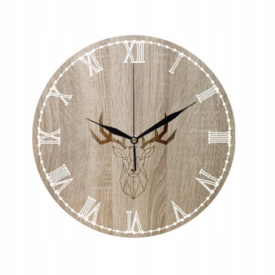 Zegar Ścienny Drewniany Grawerowany Jeleń Rzymskie Cyfry Myśliwy 35 cm Inna marka