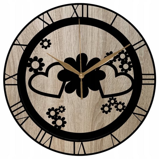 Zegar Ścienny Drewniany Kwiaty Serca Modna Dekoracja Zegar 35 cm Inna marka