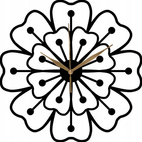Zegar Ścienny Drewniany modny kwiecisty złote wskazówki elegancki 35 cm Inna marka