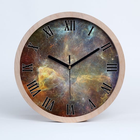 Zegar ścienny drewniany okrągły kosmos fi 30 cm, Tulup Tulup