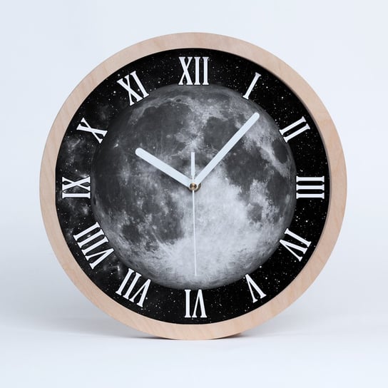 Zegar ścienny drewniany okrągły księżyc fi 30 cm, Tulup Tulup